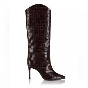 New Women’s Schutz Maryana Croc-Embossed Leather Knee High Boots size 7B